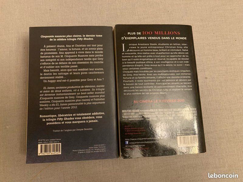 Lot de 2 livres de El James : Cinquante nuances plus claires & Cinquante nuances (image 2)