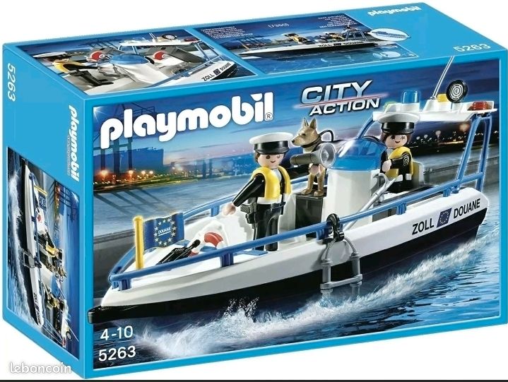 Playmobil 5263 Bateau des Douaniers chien, sans notice ni boite (image 1)
