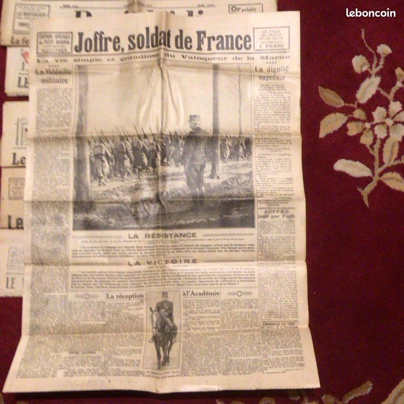 7 journaux du 4 janvier 1931. Mort du Maréchal Joffre (image 3)