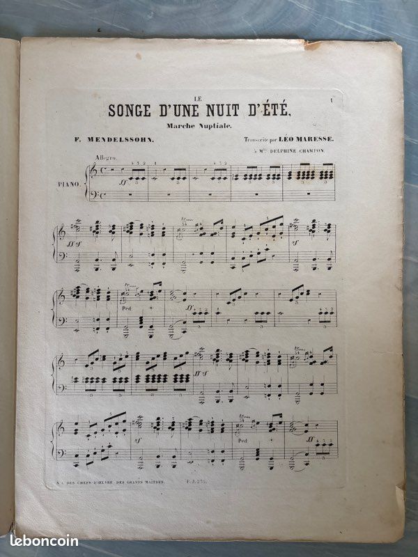 Partition Ancienne – Marche Nuptiale Mendelssohn – Transcription Piano XIXe (image 3)