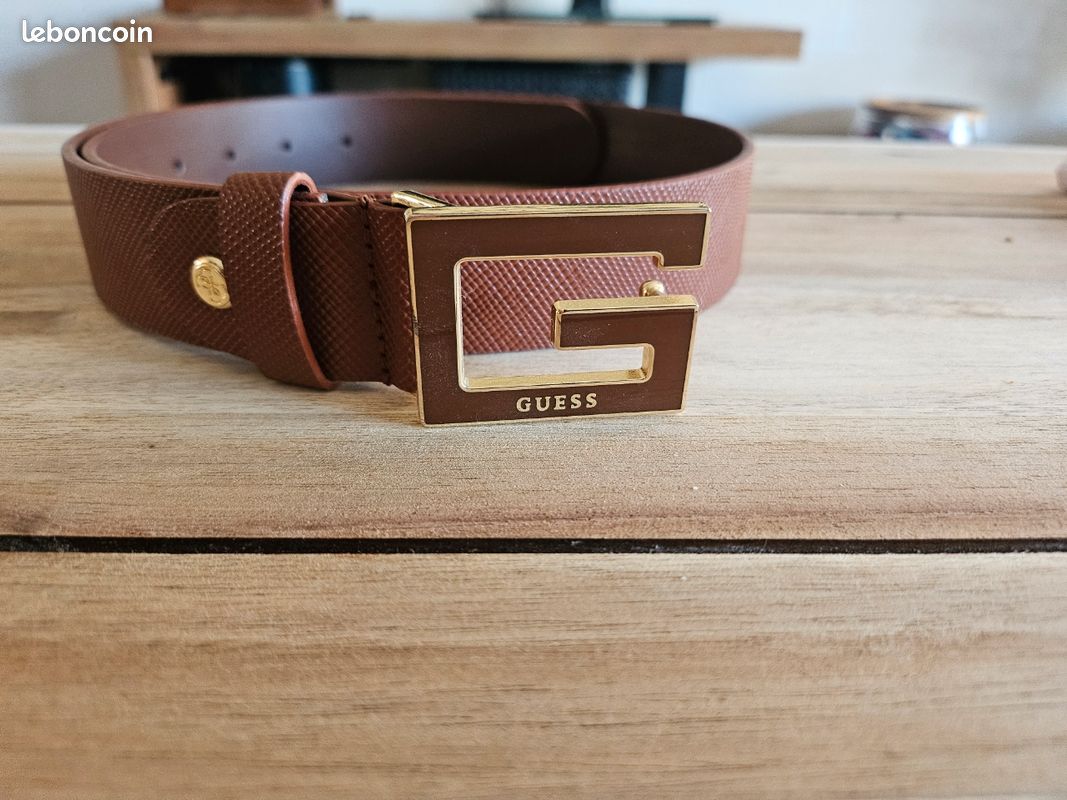 Ceinture fine boucle logo - Guess jeans - Femme Marron - Prêt