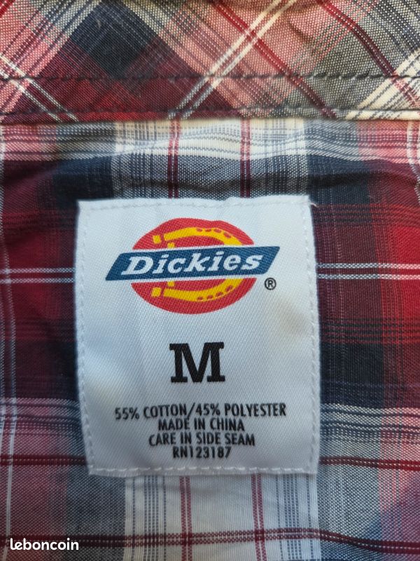 Chemise Dickies carreaux rouge noir blanc manches courtes workwear vintage taille M (image 5)
