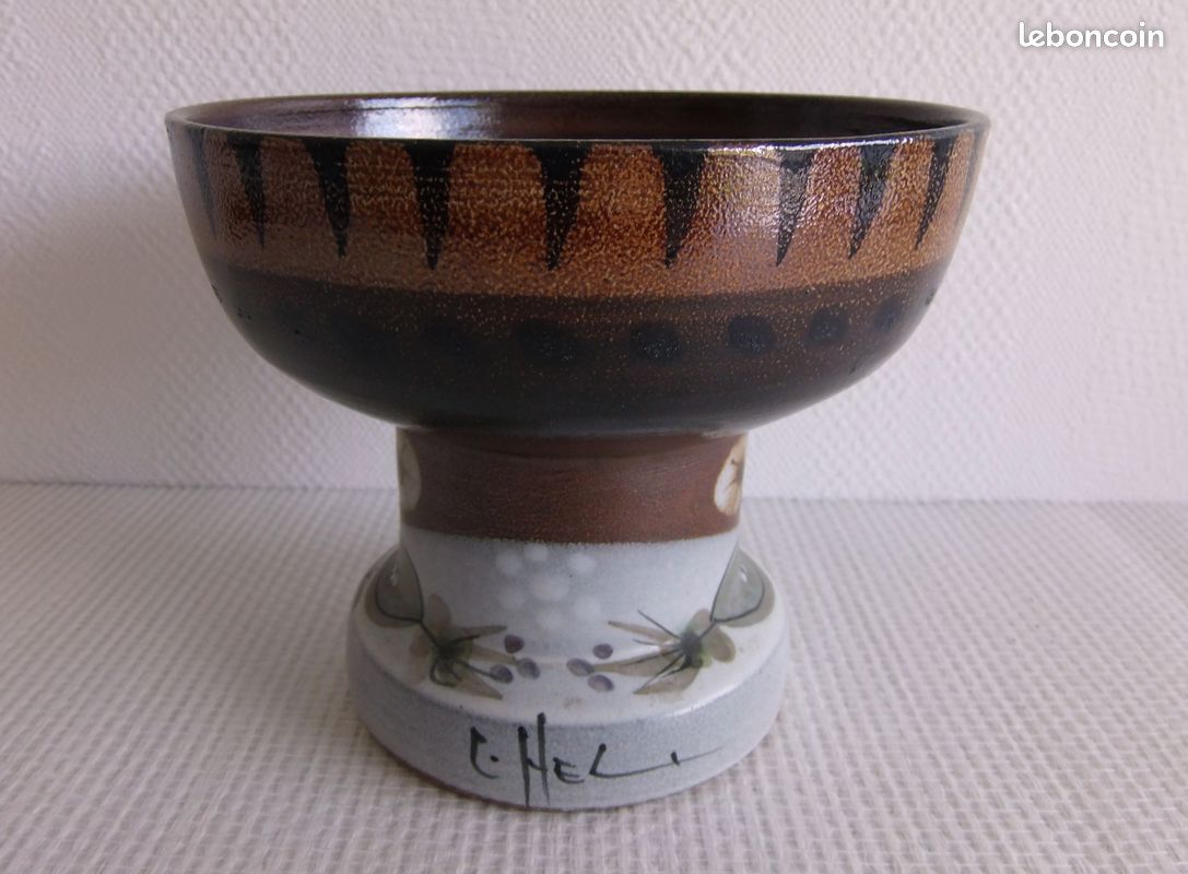 Superbe grand bougeoir en céramique de André L'Helguen pour Keraluc Quimper - Vintage (image 3)