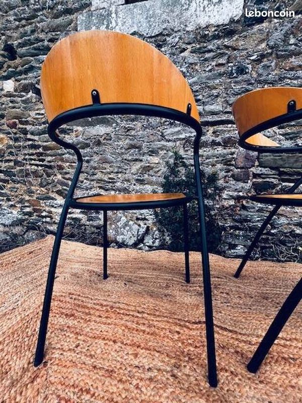Paire de chaises bois et métal noir (image 14)