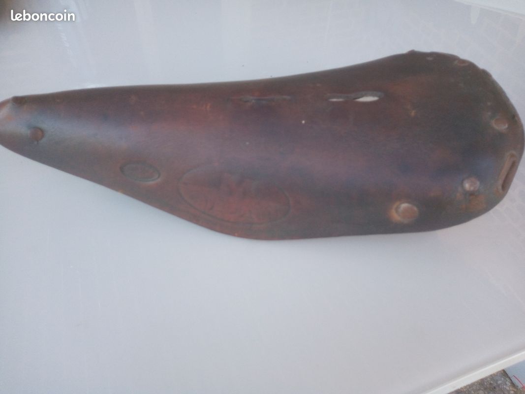 Rare selle en cuir de velo cyclo bma moto ancienne motobecane pryma (image 1)