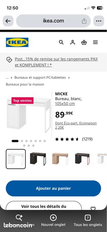 Meuble de bureau IKEA (image 1)