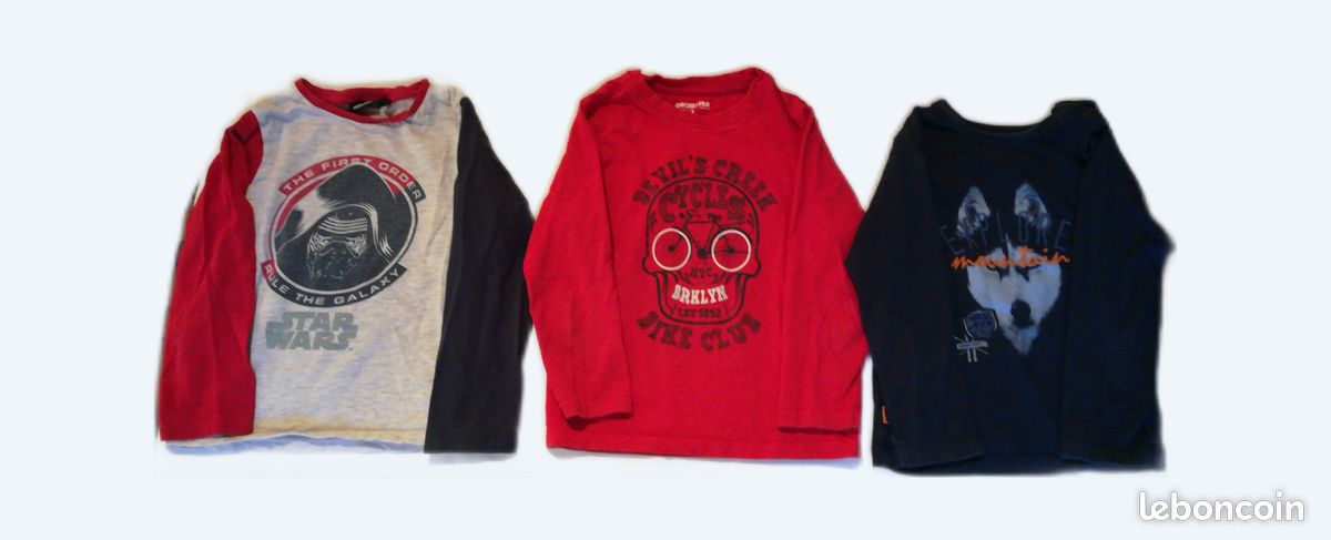 Lot de 3 t-shirts enfant manches longues. 4 ans (image 1)