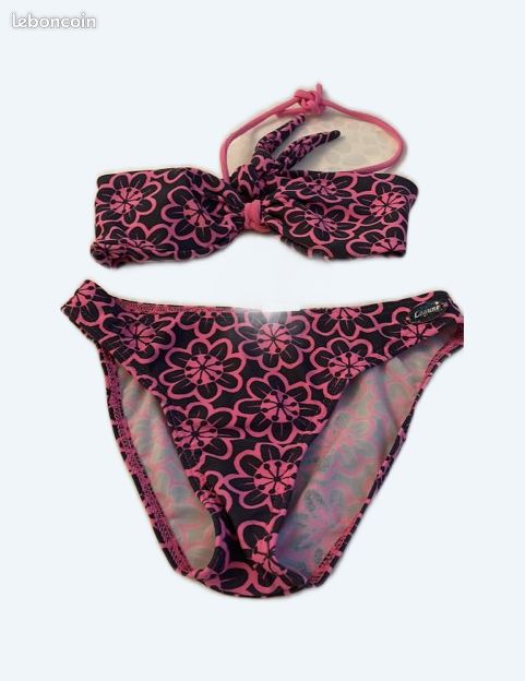 ❤️Superbe maillot de bain imprimé ensemble bikini LAGUNE fille 10 ans design France 🇫🇷 (image 1)