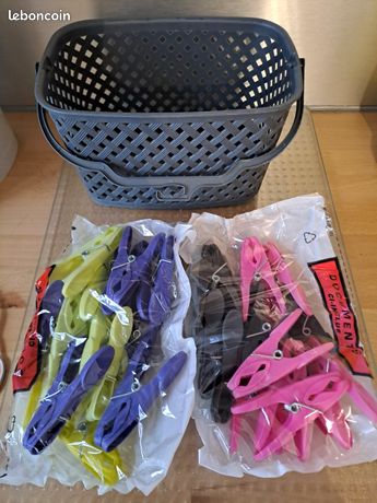 Lot De 60 Mini Pinces à Linge - Rose Fluo + Bleu Canard - Longueur 3,8 Cm - Pour Artisanat, Déco, Photos