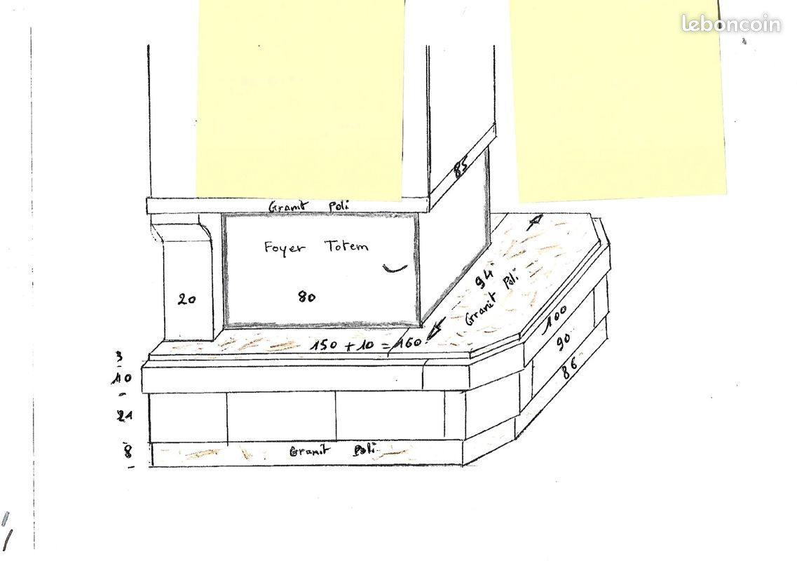 Cheminee granit / insert 3 vitres (image 3)