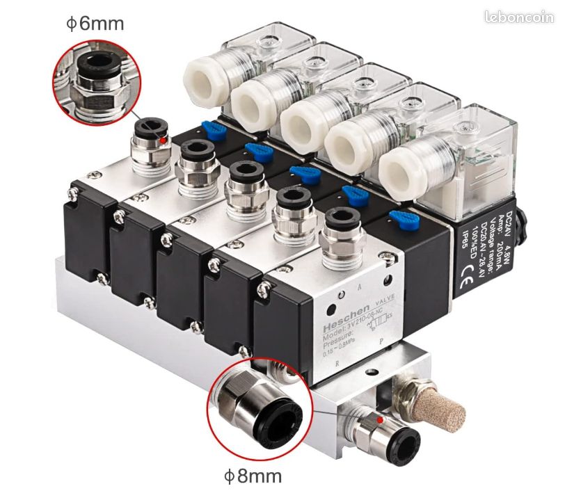 Électrovanne Pneumatique Heschen 2V025-08 12VDC PT1/4 - Normalement Fermée IP65