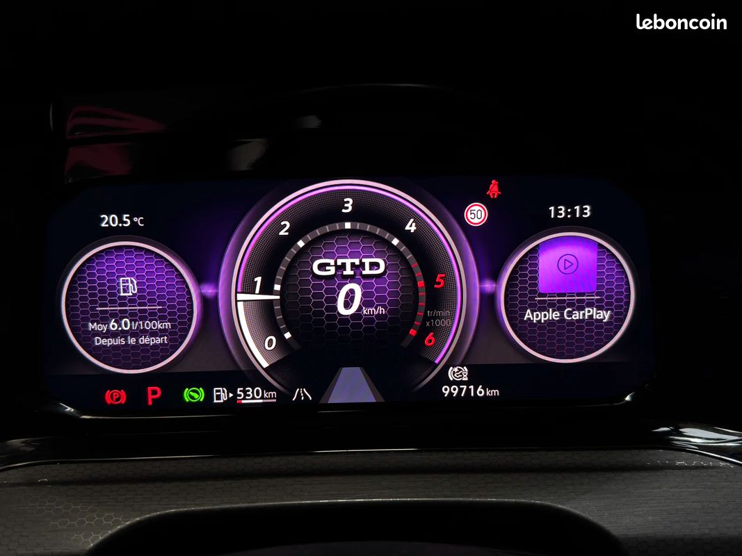 Volkswagen GOLF VIII 2.0 TDI SCR 200CH GTD DSG7 2e Main FR / Toit Ouvrant / Suivi Complet VW (image 17)