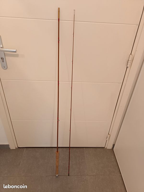 ANCIENNE CANNE A Peche En Bambou Refendu Map + Housse EUR 30,00
