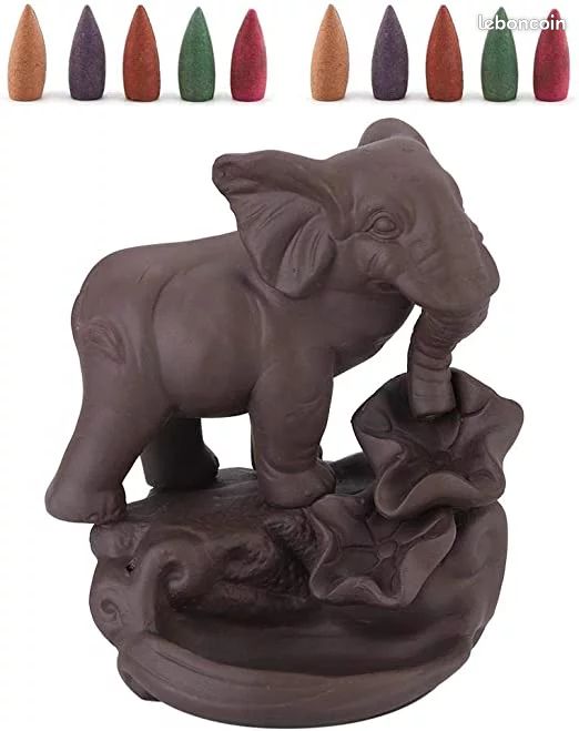 Brûleur D’encens En Forme D’éléphant Avec 10 Cônes D’encens (image 1)