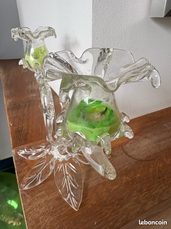Bougeoir ancien verre à vendre - Shopping Participatif
