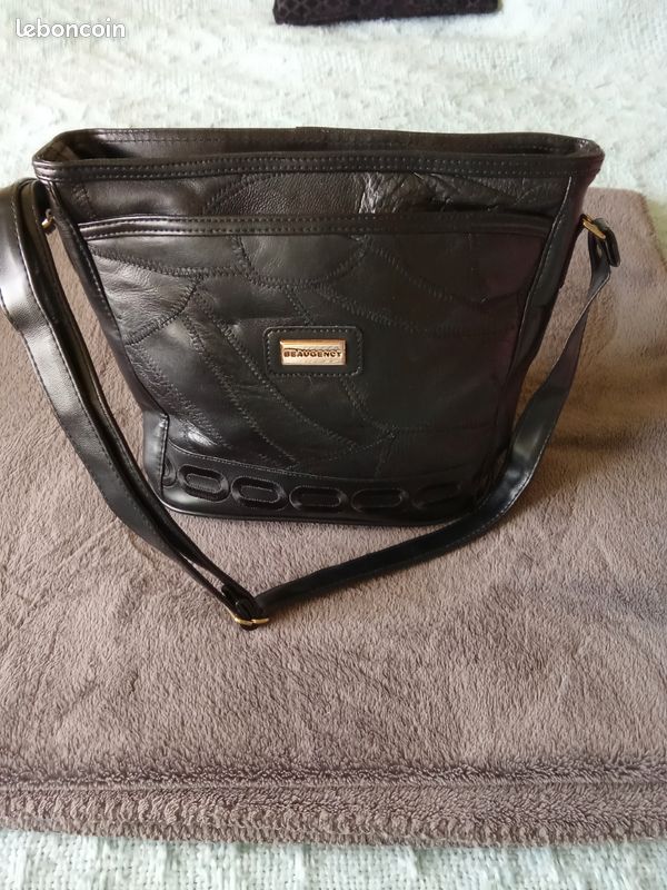 Sac à Main Femme Beaugency En Faux Cuir - Couleur Marron/noir, Style Bandoulière, Neuf Sans étiquette