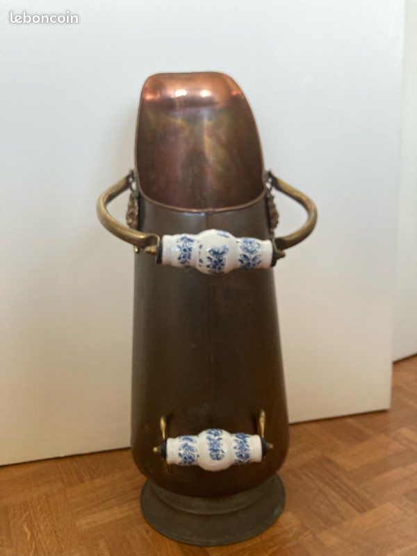 Ancien porte parapluie en cuivre et laiton (image 1)