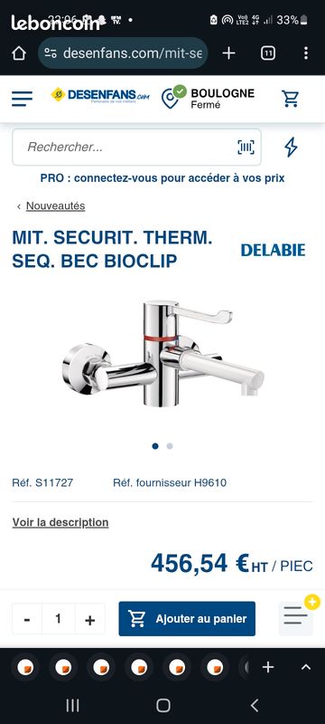 Mitigeur robinet Delabie H9610 thermostatique sequentiel mual (image 10)