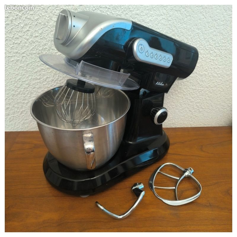 Robot pâtissier Kitchencook pétrin mouvement planétaire avec 3 fouets et 1 bol mixeur, hachoir a viande, extrudeur à pates (image 1)