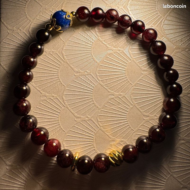 Duo de Bracelets Protecteurs – Obsidienne Glacée 7mm, Grenat 6mm & Lapis Lazuli 8mm | Harmonie Énergétique & Élégance Naturelle (image 4)