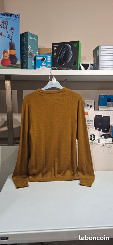 Pull Col V GALERIES LAFAYETTE en Laine Marron taille 38. 9559 (image 2)