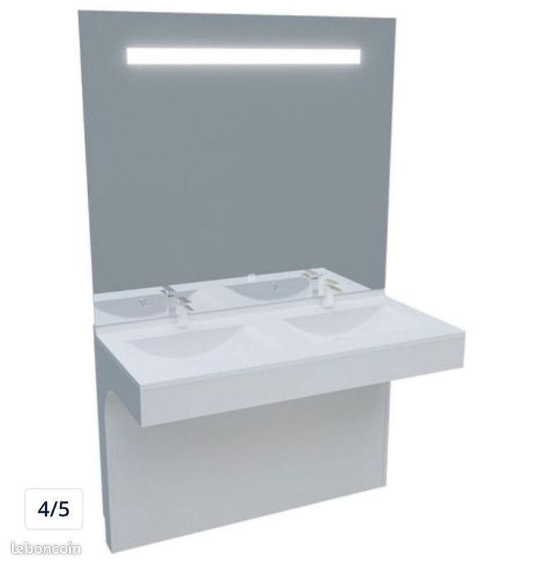 Meuble double vasque PMR + miroir sensitif Etat neuf (image 2)