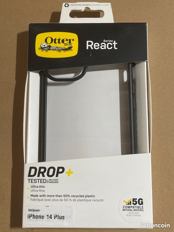 OtterBox React Coque iPhone 14 Plus Coque arrière Rigide Anti-Chocs - Noir (image 1)