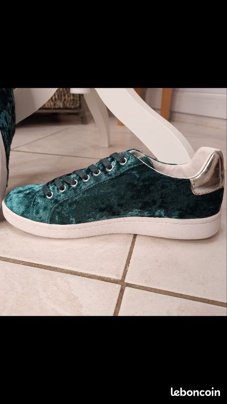Sneakers Mellow Yellow Vertes/Argent en velours (image 6)