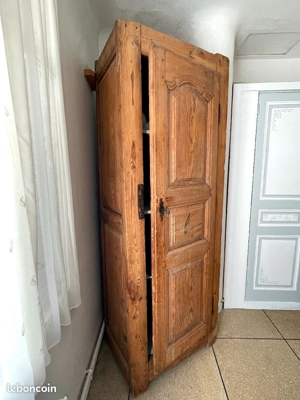 Armoire 4 étagères bois massif ancien style campagne (image 2)