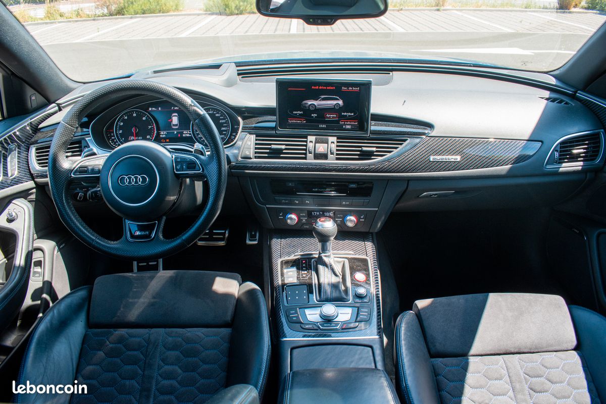 Audi RS6 C7 Performance 605 CH Pack Dynamique Plus - Bleu Ascari - Pack carbone int (image 6)