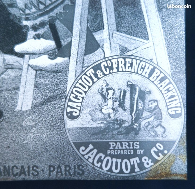 Rare Plaque de projection publicitaire verre réclame ancienne Cirage Jacquot Clowns Cirque c.1900 (image 6)