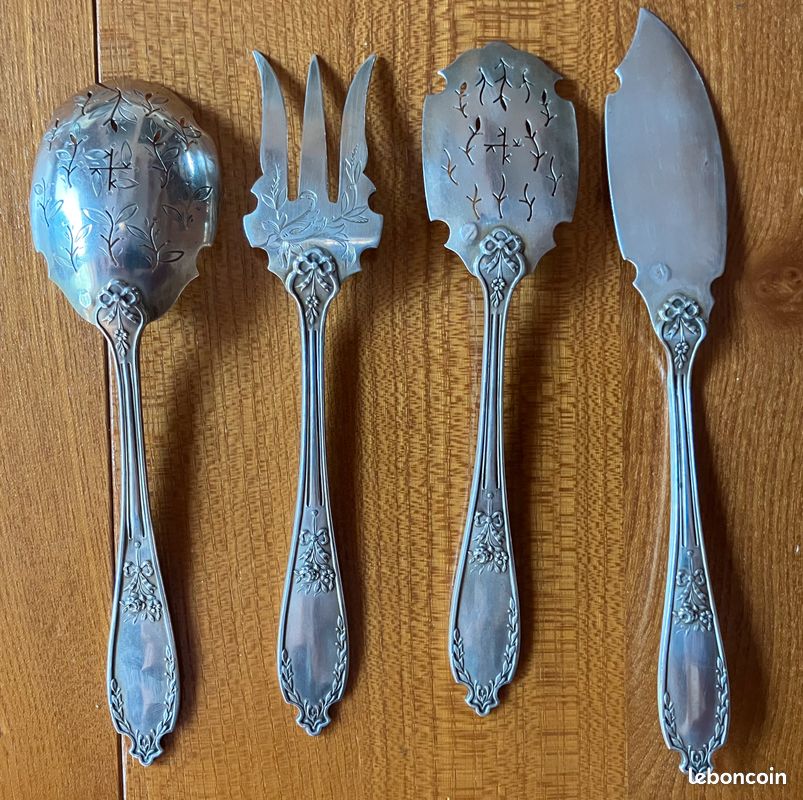 Service à mignardises Art nouveau – Argent massif Minerve – Joseph Crossard – 4 pièces (image 17)