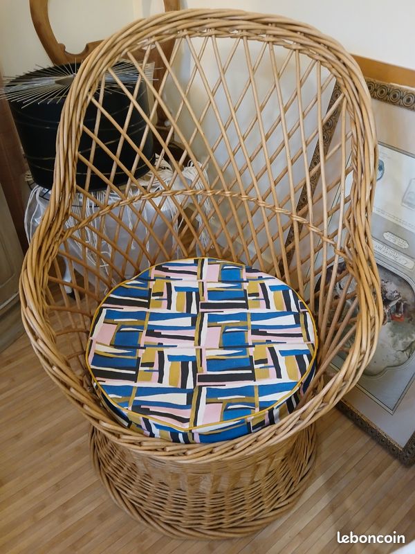 Fauteuil osier année 50 (image 1)