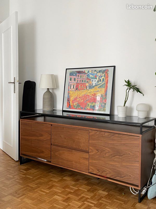 Buffet enfilade en bois avec tablette verre (image 4)