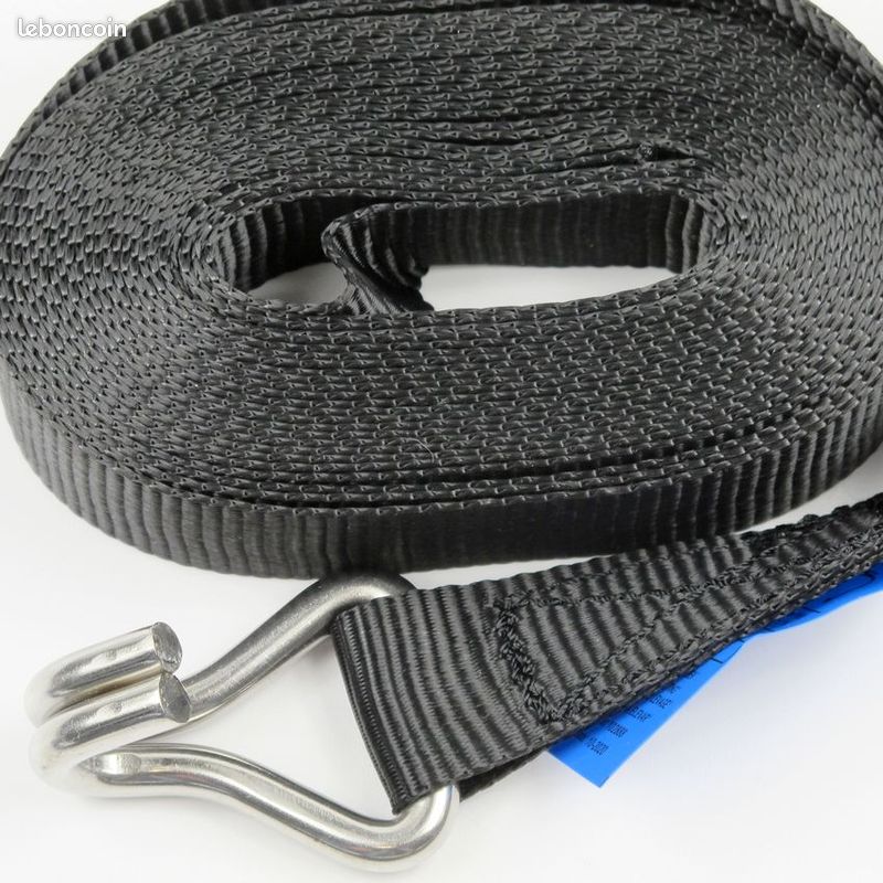 4 Sangles à Cliquet Acier Inoxydable 316 - 6m X 25mm - Pour Remorque Bateau - Charge 400kg