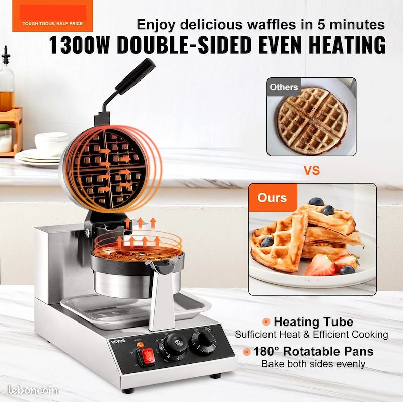 Gaufrier - Appareil à Gaufres Croque-Monsieur 1300 W – Neuf - Livraison gratuite en France ⭐ ⭐ ⭐ (image 2)