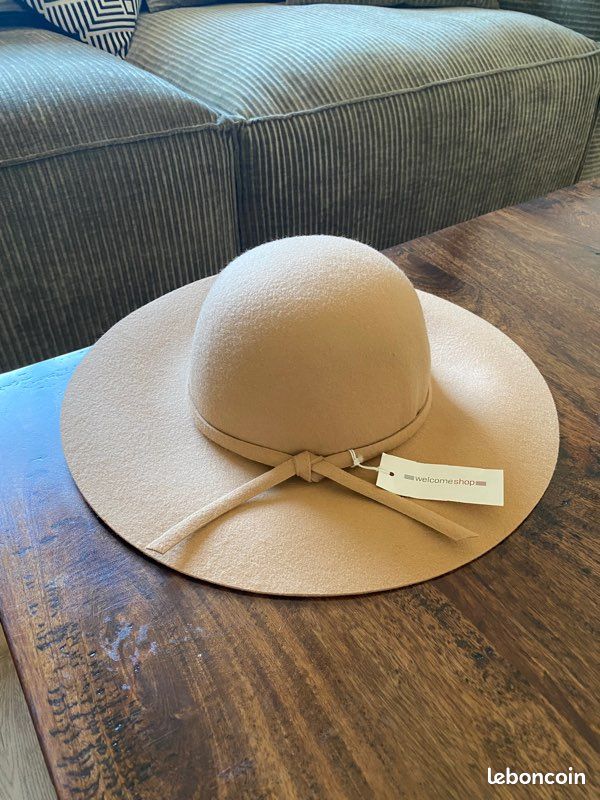 Chapeau capeline marron clair (image 1)