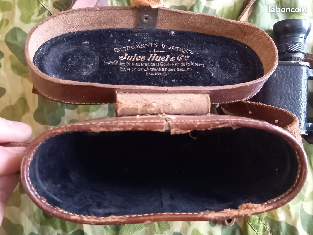 Original WW1 Paire Jumelles Officier ARTILLERIE COLONIALE Avec Plaque De Malle 05 Dqrd