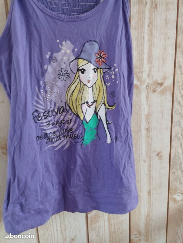Débardeurs Fille Macy's Taille L – Violet Et Vert Motifs Peace Sign (neuf Avec étiquettes)