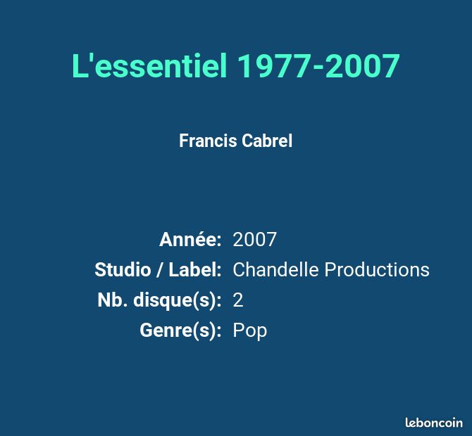 L'essentiel 1977-2007 - Francis Cabrel (image 2)