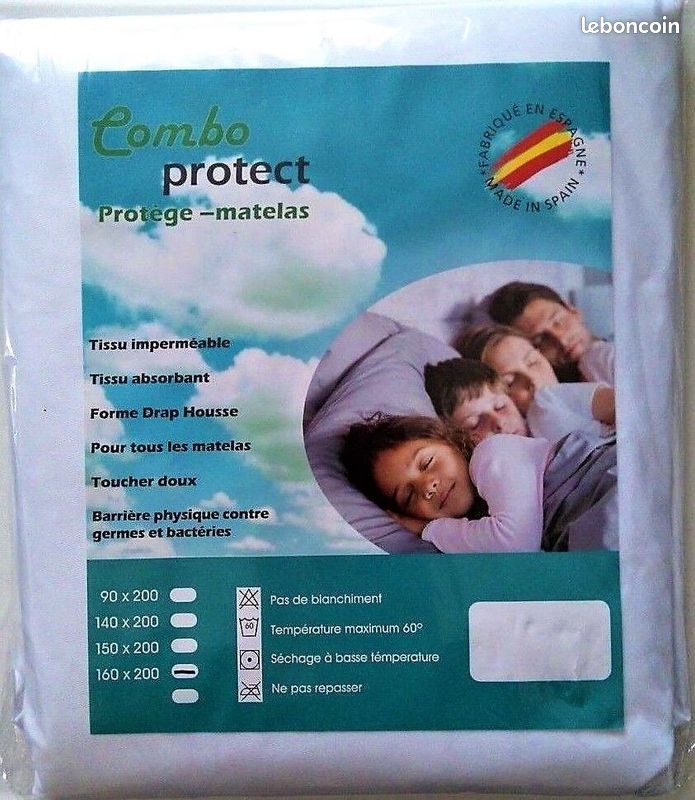 Protège-Matelas - Combo Protect 90X200 ou 160x200 Forme Drap Housse Tissus Imperméable (image 2)