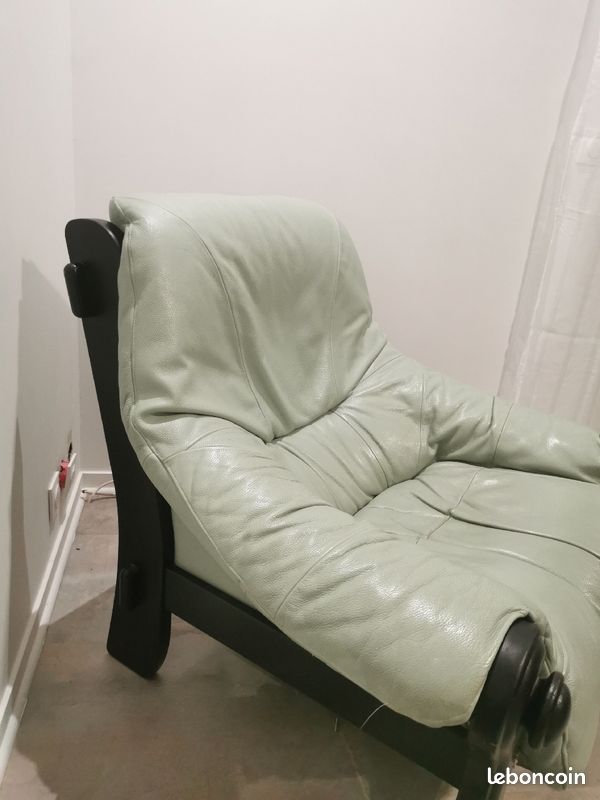 Fauteuil cuir & bois massif (image 2)