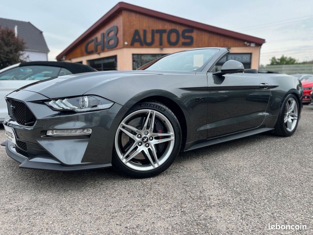 FORD MUSTANG V8 5.0 GT CABRIOLET PHASE 2 GRIS MAGNETIC PACK PREMIUM SUSPENSION MAGNERIDE 6002 kms * DISPO ET VISIBLE SUR NOTRE PARC * 55900EUR (image 2)