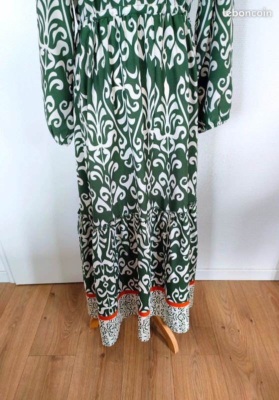 Robe longue imprimé vert et blanc, Joli & Jolly, taille 38 (image 13)