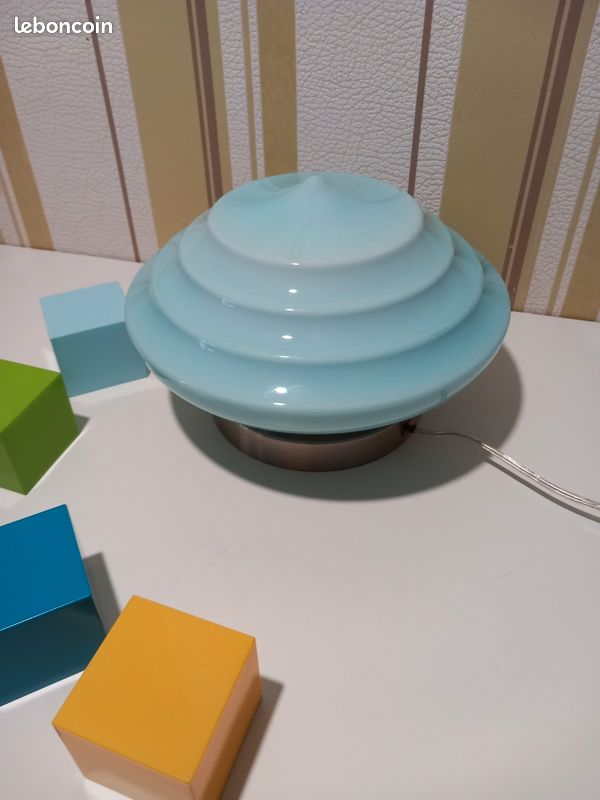 LAMPE A POSER "OPALINE BLEUE" ViNTAGE (image 2)