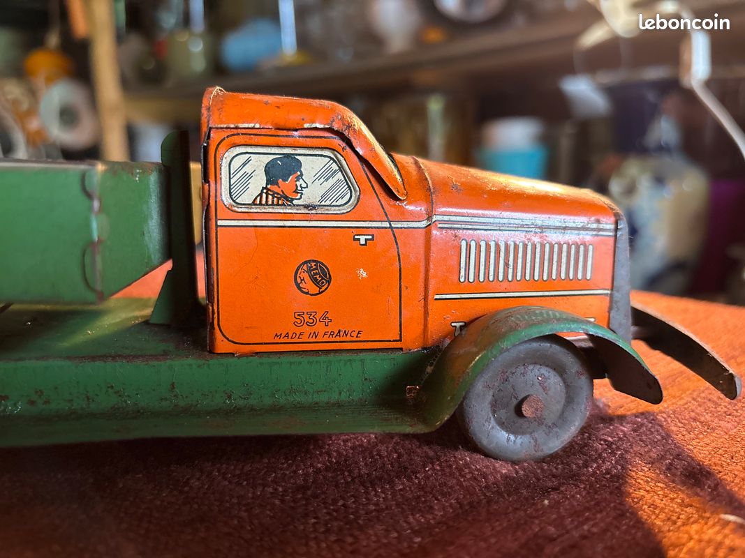 Camion Benne Ancien Bonnet Frere Réf 1303 - Mécanisme à Clé - Tôle - Occasion
