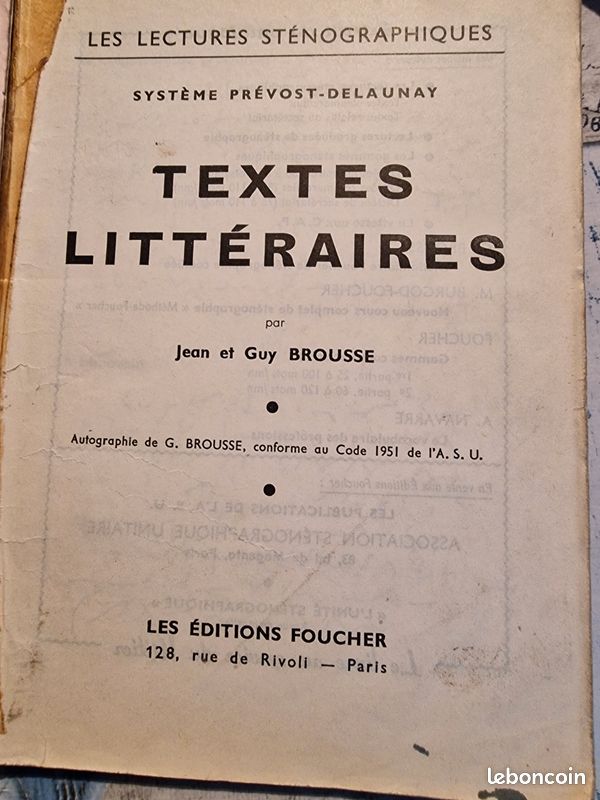Livre les lectures stenographiques - système Prevost- Delaunay - stenodactylo (image 2)