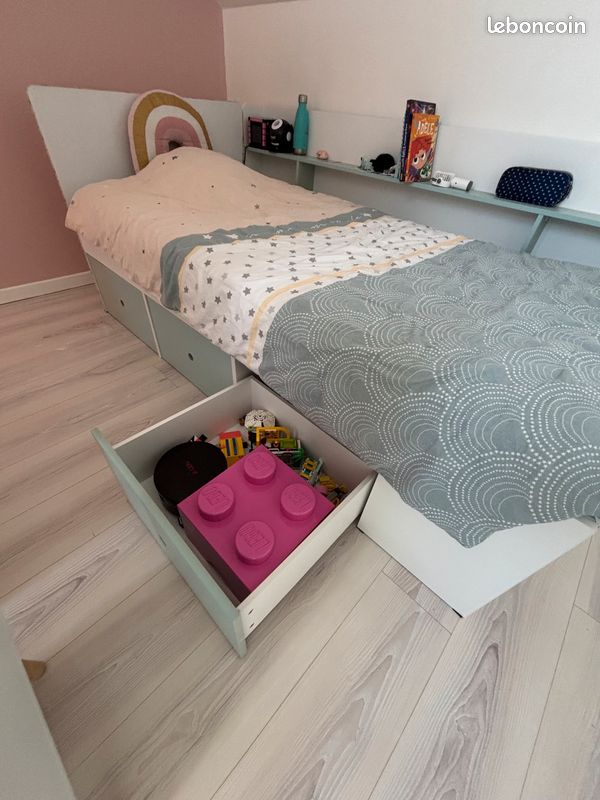 Lit avec rangements et matelas Dunlopillo (image 4)