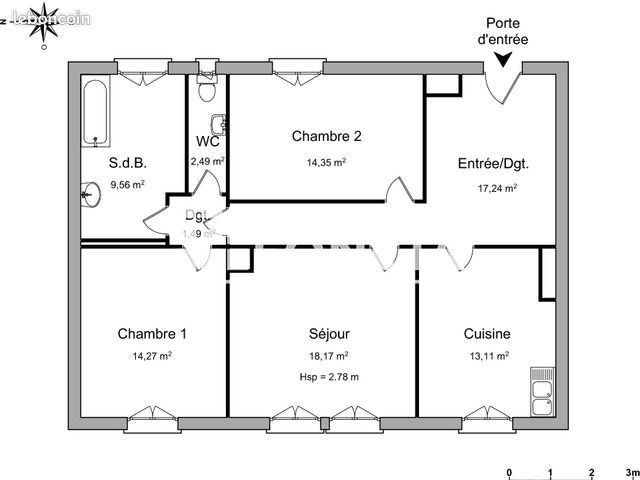 Appartement 3 pièces 90 m² · à Strasbourg · 90 m² · 829 €