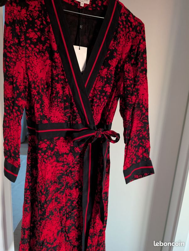 Robe Rouge Chinée CLAUDIE PIERLOT - Taille 38 (FR) - Maille Fine - Occasion Très Bon État